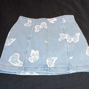 Women's Tinseltown Butterfly Zip-Up Denim Mini Skirt